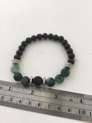 Black and green beaded stretchy bracelet