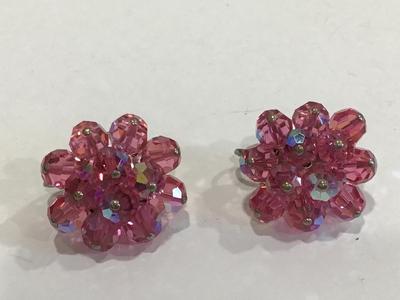 Cranberry Glass Earrings Vintage