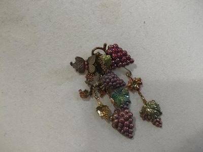 Vintage Fruit Brooch Grapes