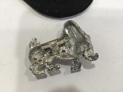 Vintage Rhinestone Dog Brooch