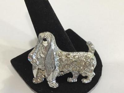 Vintage Rhinestone Dog Brooch