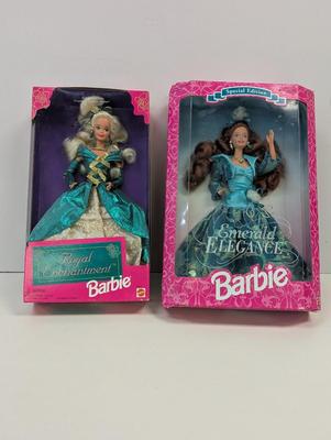 Royal Enchantment & Special Edition Emerald Elegance Barbies Lot 24