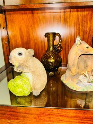 CUTE LITTLE SQUIRRELS, BAMBI AND HIS MAMA AND THAT OTHER ADORABLE LITTLE GUY ALONG WITH SOME GREEN GLASS