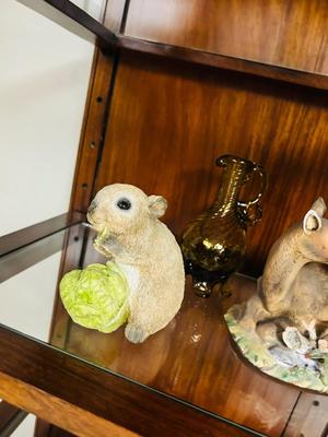CUTE LITTLE SQUIRRELS, BAMBI AND HIS MAMA AND THAT OTHER ADORABLE LITTLE GUY ALONG WITH SOME GREEN GLASS