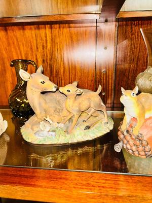 CUTE LITTLE SQUIRRELS, BAMBI AND HIS MAMA AND THAT OTHER ADORABLE LITTLE GUY ALONG WITH SOME GREEN GLASS