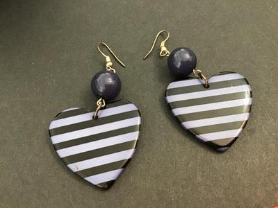 Cute Stripe Heart Earrings