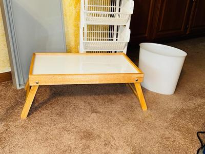4 TIER BASKET ORGANIZER, LAP AND SERVING TRAYS, CHAIR ARM ORGANIZER AND MORE