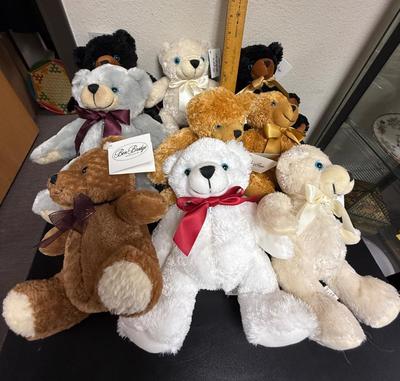 Lot of 9 Ben Bride Benny Teddy Bears with zippered pouch in stomach
