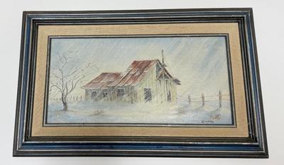 Framed Oil on Canvas Winter Landscape