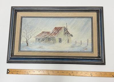 Framed Oil on Canvas Winter Landscape