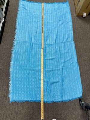 Vintage Peacock Blue Tablecloth 74" x 64"