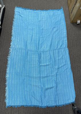 Vintage Peacock Blue Tablecloth 74" x 64"