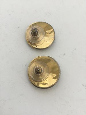 Gold tone round statement earrings