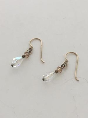 Gold tone faux crystal dangle earrings