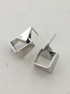 Silver tone unmarked square dangle earrings