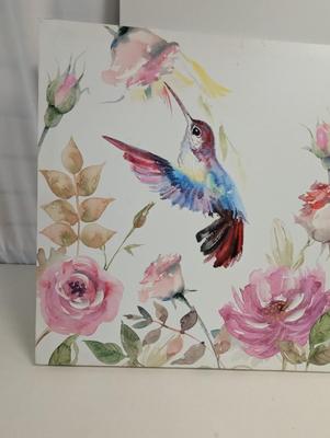 Pair Of Hummingbird Paintings On Canvas 19 3/4" x 19 3/4"