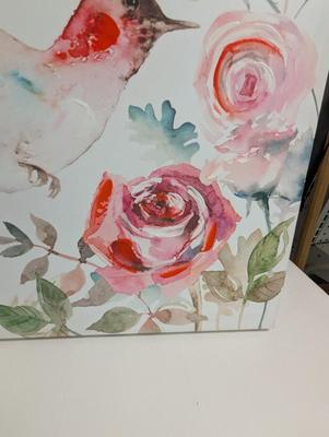 Pair Of Hummingbird Paintings On Canvas 19 3/4" x 19 3/4"