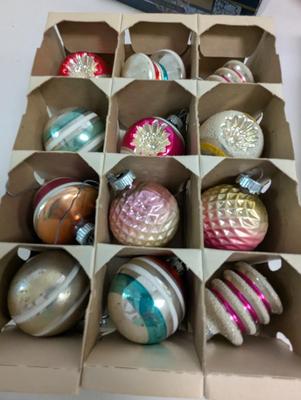 Vintage Christmas Ornaments Kringle Glass Santa Land Shiny Brite