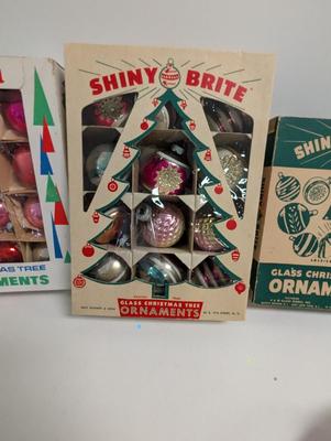 Vintage Christmas Ornaments Kringle Glass Santa Land Shiny Brite