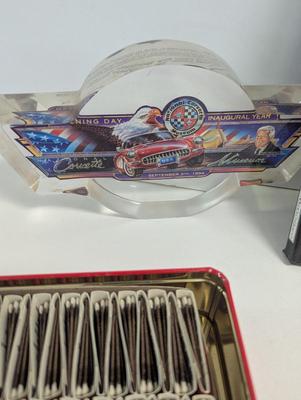 NASCAR Collection Kulwicki & Petty Pocket Knives Gordon Book Matches Acrylic National Corvette Plaque