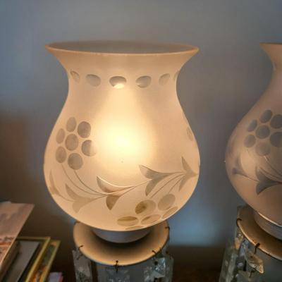 Pair Vintage Table Lamps w Crystal Prisms
