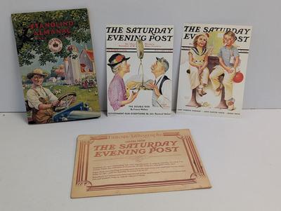 1914-1925 Stanolind Almanac Pamphlet & Saturday Evening Post Advertising Cards