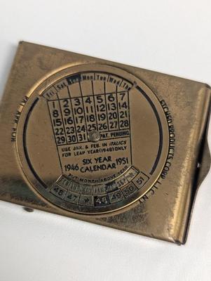 Vintage 1946-1951 Scottie Dog No Parking Match Safe Perpetual Calendar