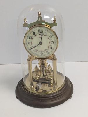 Vintage Kundo Clock Made In West Germany Glass Dome With Metal Base