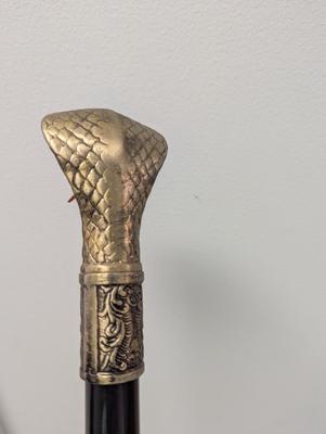 Cobra Head Brass Walking Cane With Sword
