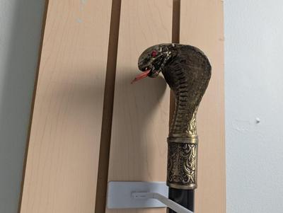 Cobra Head Brass Walking Cane With Sword
