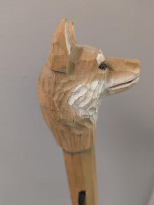 56 1/2" Carved Kangaroo Head Walking Cane