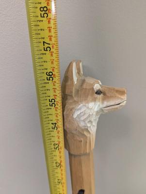 56 1/2" Carved Kangaroo Head Walking Cane