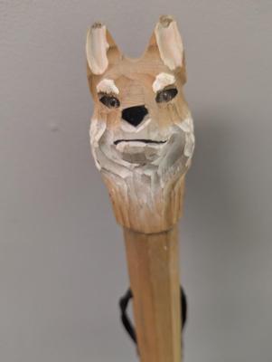 56 1/2" Carved Kangaroo Head Walking Cane