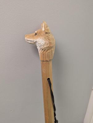 56 1/2" Carved Kangaroo Head Walking Cane