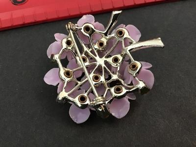 Large Vintage Lavender Rhinestone Brooch