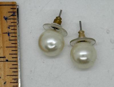 Large Faux Pearl Stud Earrings