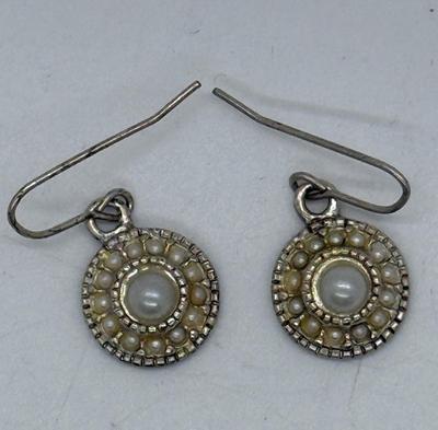 Vintage Pearl Medallion Dangling Earrings