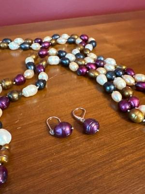 30” strand of pearls and earrings