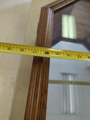 Wooden Octagon Home Decor Mirror Display Cabinet With Glass Shelves