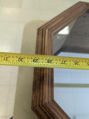 Wooden Octagon Home Decor Mirror Display Cabinet With Glass Shelves