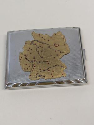 Vintage Germany Cigarette Case With Map Of Germany & USA