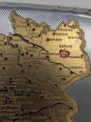 Vintage Germany Cigarette Case With Map Of Germany & USA