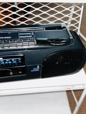 THROWBACK SONY CFS-W303 RADIO, METAL STAND AND CASSETTE TAPES