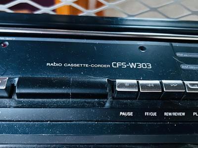 THROWBACK SONY CFS-W303 RADIO, METAL STAND AND CASSETTE TAPES