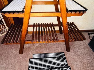 WOODEN PLANT STAND WITH CUSTOM MADE DRAIN RACKS
