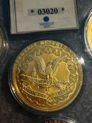GOLD PLATED DREAM REPLICA COLLECTION OF PRESIDENTIAL BARS & COINS
