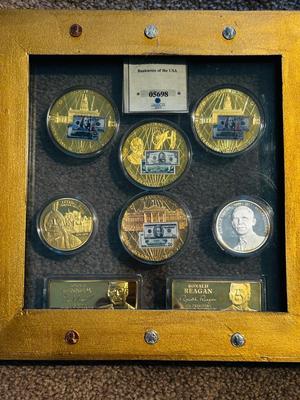 GOLD PLATED DREAM REPLICA COLLECTION OF PRESIDENTIAL BARS & COINS