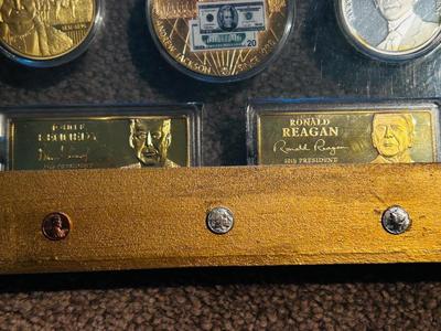GOLD PLATED DREAM REPLICA COLLECTION OF PRESIDENTIAL BARS & COINS