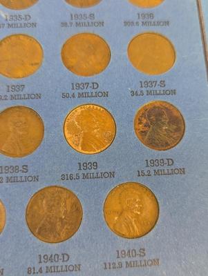 65 Coins - Lincoln Head Cent Collection 1909 To 1940 Number One Book Choice 1