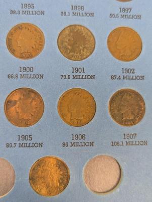 45 Coins - Indian Head Cent Including Flying Eagle Cents 1857 to 1909